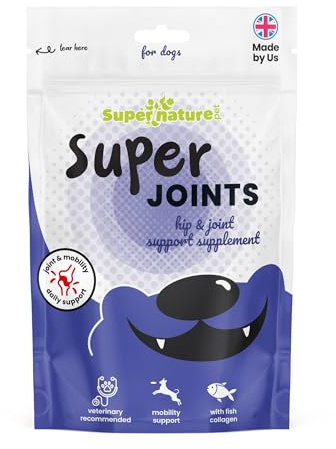 Supernature Super Joints Hip & Joint Support Supplement for Dogs 150g | Natural Mobility Aid, High in Collagen, Veterinary Approved, Manufactured in the UK