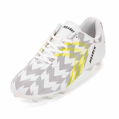 JOMIX Scarpe da Calcetto Calcio Uomo FG – Leggere, Antiscivolo e Resistenti con Tomaia Sintetica MOS250439 (Bianco, 43)