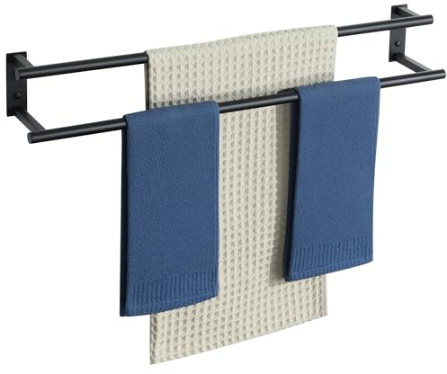 Alise Double Towel Bars for Bathroom,Wall Mount Towel Holder Towel Racks for Bathroom Lavatory,SUS304 Stainless Steel Towel Hanger Towel Rails,Matte Black,32 inch
