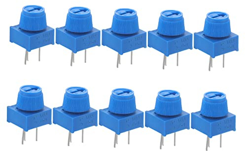 LOORGVEL Steckbrett Trimmpotentiometer mit Knopf 10 Stück Verschleißfestes Potentiometer für Leiterplatten und Prototyping Kunststoff Metall