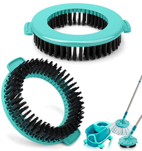 2 Stück Spin Wischmop Scheuerbürste Schrubber ErsatzKopf für Leifheit Clean Twist Disc Mop Ergo, Ø 15,8 cm Runden Harte Borsten Reinigungsbürste, Steife Bürste zum Reinigen von Flecken für Küche Bad