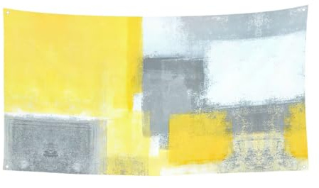 Grey And Yellow Abstract Art Painting Printing Halloween Hanging Banner Decorations, Party Supplies For Family Gatherings, Fits Boats Gardens