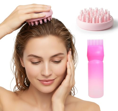 Culinavog Massaggiatore Cuoio Capelluto + Applicatore Tintura, per Capelli Trattamento del Cuoio Capelluto Essenziale, Flacone a Pettine per Radici