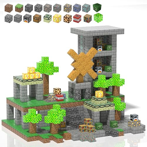 Magnetische Bauklötze für Kinder, 180PCS Mine Welt Magnet-Blöcke, Build My World Set magnetische Würfel für Kinder Jungen Mädchen Alter 3-5 6-8, STEM Konstruktion magnetische Würfel bauen Spielze