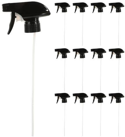 Levemolo 12 piezas Boquillas Pulverizadoras Negras Repuestos Ergonómicas para Botellas Spray Limpieza Aromaterapia Jardinería Hogar