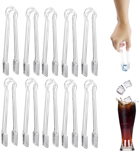 Buffet Serving Tongs,10 PCS Plastic Transparent Small Kitchen Tongs Mini Serving Utensil Tongs for Food Salad Sweets Party Appetizers Desserts