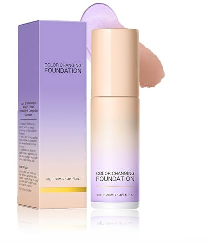 Color Changing Foundation for Mature Skin, Hydrating Liquid Base Makeup - Buildable Light-to-Medium Coverage, Instantly Adapts to Your Skin Tone, Vegan Natural Dewy Finish (#2)
