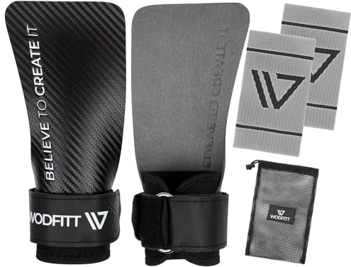 WODFITT Manique Crossfit | Gants Cross Training | Gants Crossfit pour Homme et Femme | Grip Antidérapants | Protège-Mains pour Haltérophilie, Tractions, WOD (Bracelet de Poignet Gris)