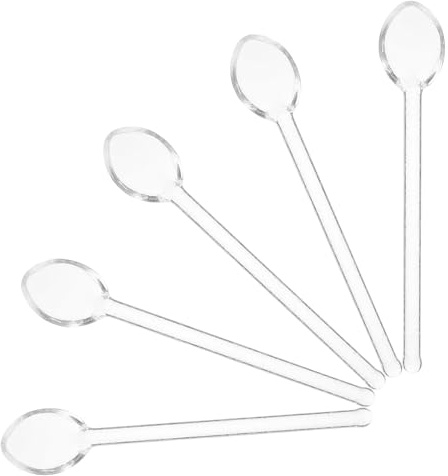 JOINPAYA Mini Glass Dessert Spoons 5Pcs Borosilicate Coffee Stirring Scoops for Kitchen Bar and Home Use 13Cm