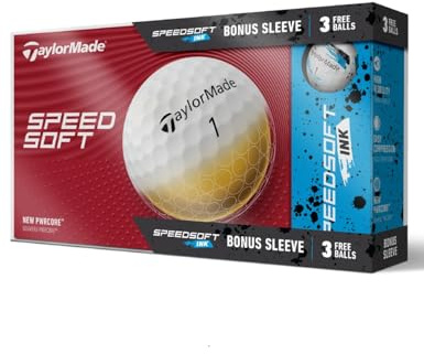 TaylorMade Speed Soft Weiß + Geschenkpackung 3 Ink Blue, Golfbälle, 15 Stück