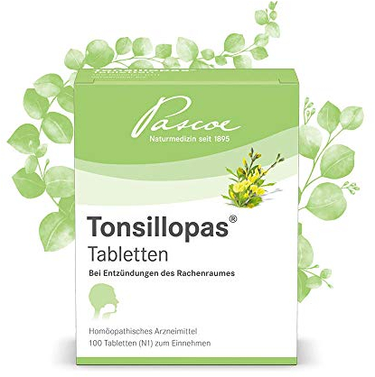 Pascoe® Tonsillopas: bei Halsschmerzen, Mandelentzündung & Schluckbeschwerden - lindert bei Erkältungen Entzündungen im Hals - bei Kratzen im Hals - für Hausapotheke & Reiseapotheke - 100 Tabletten