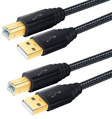 OKRAY USB Printer Cable, 2-Pack 6 Feet USB 2.0 Type A to B Printer Cable Male to Male Scanner Cord Nylon Braided with Gold-Plated Connector Compatible for Samsung, Dell, Epson, HP, Canon, Brother