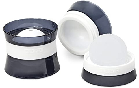 ZOKU Set of 2 Silicone Ice Sphere Molds, Stackable 2.5-Inch Ice Ball Makers, Keep Drinks Colder Longer with Less Dilution, Leak-free, Easy-Release, Black