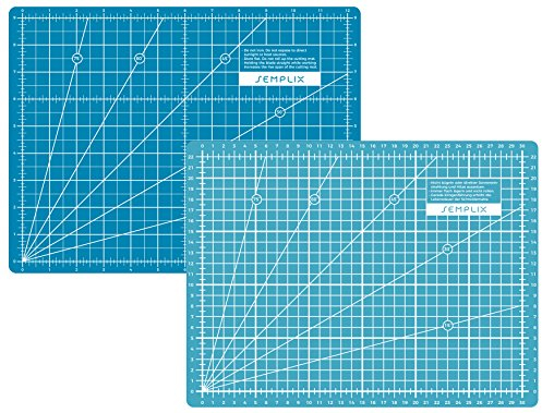 SEMPLIX Selbstheilende Schneidematte A0-A4 - Grün, Rosa, Grau, Türkis, Lila - Ideal fürs Basteln, Nähen & Patchworken - Beidseitig Bedruckt - Vorderseite cm Rückseite inch Bemaßung (Türkis-Petrol, A4)