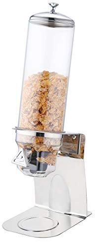 Commercial Quality Stainless Steel and Polycarbonate Cereal Dispenser for Breakfast Buffet Bars with One 4 litre container. Stylish, money saving presentation of cereals for Hotels, Guest Houses etc.