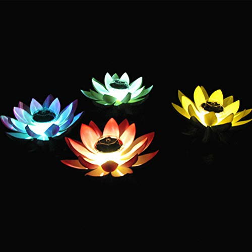 Uonlytech LED Schwimmende Lichter, Wasserdichte Lotus LED Wunschlicht, Lotus Teich Lichter für Pool Garten (1Pcs, Gradienten Rampe)