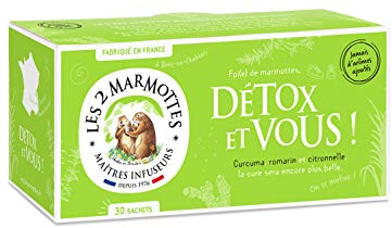 Les 2 Marmottes - Detox et Vous infusion 30 sachets - Turmeric, Rosemary, and Lemongrass - Well-Being and Relaxation - For the Liver - Made in France - No Added Aromas - 46 g