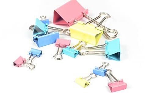 Peach Vielzweck-Klammern - 100 Clips in verschiedenen Größen farbig assortiert - für Haushalt, Büro und Technik - PO111