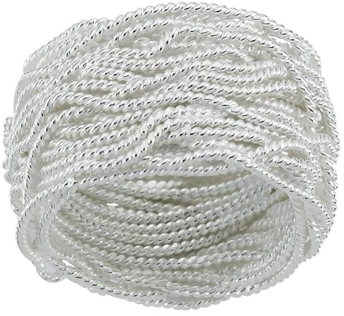 Vinani Damenring 925 Sterling Silber – Endloses Ketten-Design mit glänzend weißer Oberfläche & Wollknäuel-Akzent, modernes zeitloses Schmuckstück für Frauen, handgefertigt