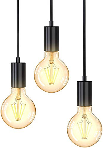 Mengjay Trade Vintage Nero Lampada a sospensione Lampadario a 3 Luci con Attacco E27 Lampadina Non Inclusa Semplicità Ferro Lampada da soffitto per Soggiorno Camera da letto Ristorante (B)
