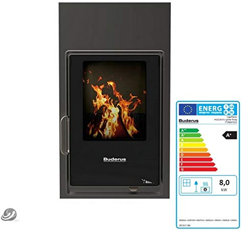Buderus Heizeinsatz HLS216 8 kW Logaflame Kachelofen Kamineinsatz Rostfeuerung Türanschlag rechts