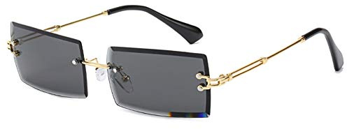 OSAGAMA Mode Sonnenbrille Kleine Rechteckige Randlose Brille für Damen Herren