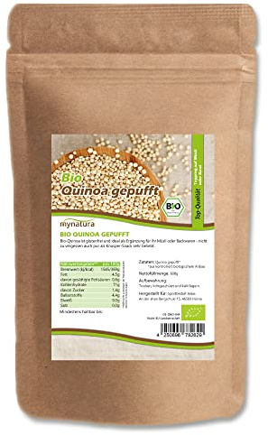 Mynatura Bio Quinoa gepufft I Ungesüßt I Snack I Pflanzlich I Glutenfrei I Getreide Korn I Müsli I Backen I Müslibowl I Im Beutel (1x 600g)