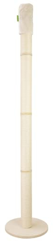 Kratzbaumland Woody-Deckenspanner Kratzbaum mit 12 cm Premium-Sisalstämme (260-270 cm)(Sisalfarbe Schwarz)(Creme - Edelplüsch)