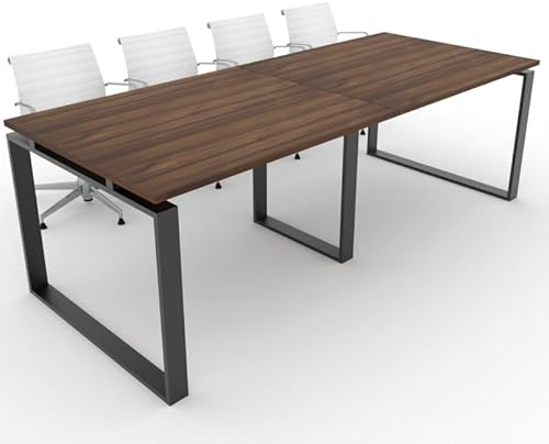 Mesa con Estructura Metálica Marco Cerrado Negro 240x100, Nogal