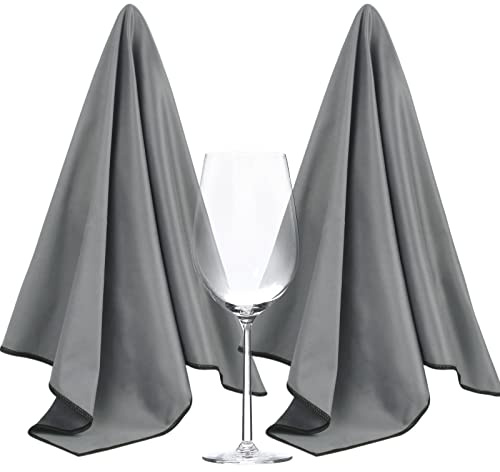SINLAND 4 Stück Große Mikrofaser Glaspoliertücher 64cm X 51cm Dunkelgrau | Streifenfrei Fusselfrei Spiegeltuch Putztuch zum polieren von Spiegel Reinigungstuch für Weingläsern, Besteck, Edelstahl