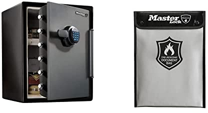 Master Lock Feuerfest Tresor und Feuerfest Dokumententasche LFW205FYC + FBWLZ0EURHRO, Feuerfest und Wasserdicht, 56.5 L