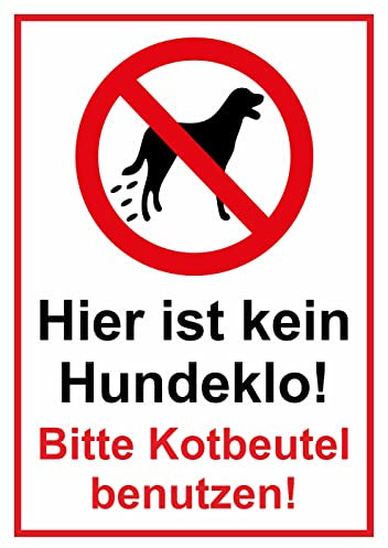 Daged Hier ist kein Hundeklo Bitte Kotbeutel benutzen Aufkleber 23x16 cm Hinweiszeichen Sicherheitszeichen Sticker T-082