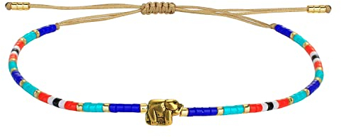 KELITCH Damen Armbänder Dehnbar Perlen Anhänger Baumwolle Linie Reef Knoten für Größenanpassung Mode Schmuck - Farbe 34D