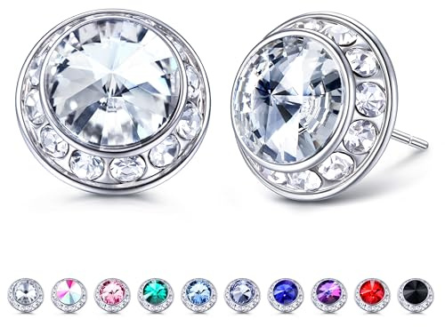 MILACOLATO Rhinestone Dance Competition Earrings Hypoallergenic Sterling Silver Post Stud Earrings 15mm Halo Crystal Stud Earrings for Dance Competitions Stage Opera Performance Wedding Bridal Earrings for Women