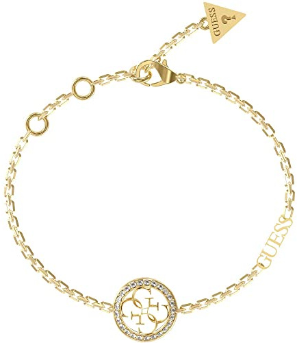 GUESS Damen-Armband aus der Kollektion Life in 4G. Das Schmuckst�ck ist aus Stahl gefertigt. Farbe: Gold. Die Referenz lautet JUBB02137JWYGL