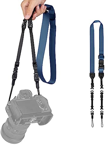 TARION Sangle d'appareil photo 4 en 1 pour photographes : sangle de cou réglable pour appareil photo, bandoulière, sangle de poignet convertible avec boucles durables Duraflex à dégagement rapide MB01