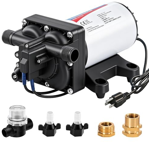 YOUNGTREE Water Pressure Diaphragm Pump 110V AC 5.5GPM 70PSI Self Priming RV Water Transfer Pump 110 Volt On Demand for Home Kitchen RV Garden Irrigation Car Washing Rain Barrel Lawn Camper