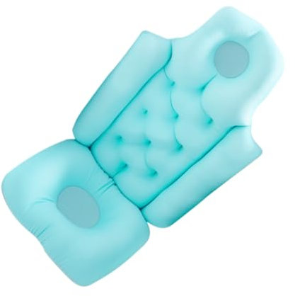 Toyvian Bath Tub Cushion Large Foldable Non-slip Bath Pillow Blue Mesh Support for Neck and Back Elderly and Pregnant Women Spa Bathtub Seat Pad