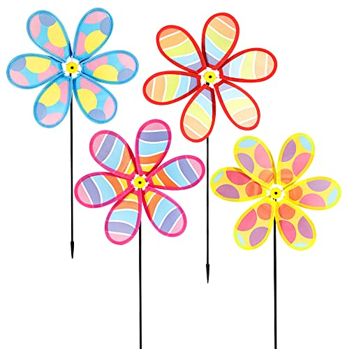 LUKDUNG 4PCS Wind Spinners for Yard and Garden, Lawn Yard Decorations Pinwheels Colorful Whirligigs Windmill for Outdoor Decor