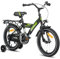 HILAND 16 Zoll Kinderfahrrad, StVZO, für Jungen Kinder ab 4,5,6 Jahren mit Rücksitz/Gepäckträger Stützräder Handbremse und Rücktrittbremse Schwarz