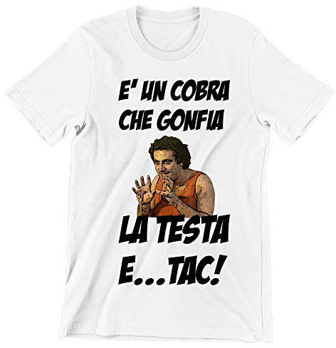 Incidiamo T-Shirt Uomo Film Cult Ugo Loris Batacchi E' Un Cobra Che gonfia la Testa e Tac - Film Cult Italiani - Maglietta Manica Corta Bianca Taglia XL