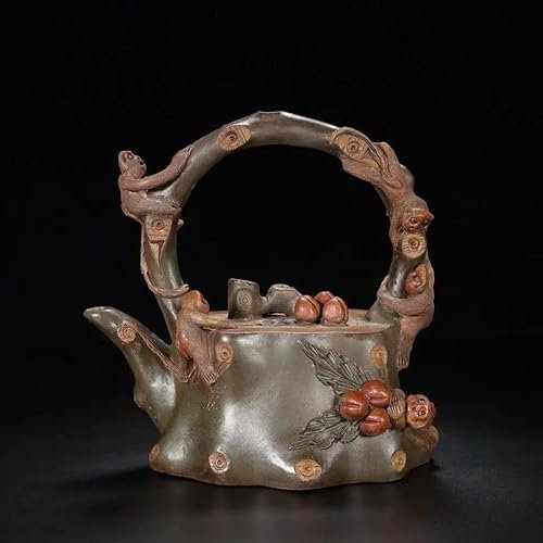 Tetera China, sección de mineral crudo hecha a mano, tetera de tocón de mono con viga de barro, juego de té antiguo de reflujo de la provincia de Taiwán.