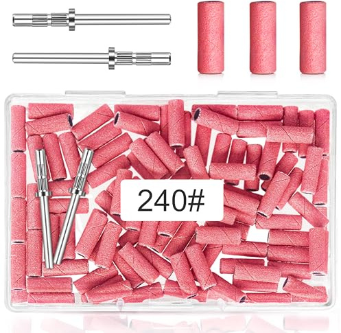 100 st små slipband för nagelborr – 240 korn, extrema fina slipband med 3,1 mm dorn bit för naturliga naglar, akryl, gelmanikyr och pedikyr