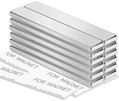12 Stück Magnete Stark, Neodym Magnete Extra Stark 60X10X3mm Super Stark Seltenerdmagnete, Magnet Rechteckig für Magnettafel,Pinnwand,Küchenschrank, Whiteboard