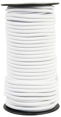 Corda Elastica Bianco 5 mm X 30 m, Corde Elastiche Cavo Elastico Marino Corda Gomma per Teloni, Bagagli, Campeggio, Kayak, Lacci per Scarpe, Progetti Fai Da Te (Bianco, 5MM X30M)