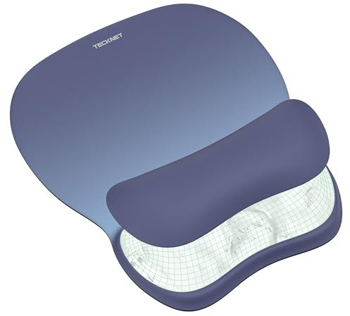 TECKNET Alfombrilla Ratón Reposamuñecas, Mouse Pad Ordenador Diseñada Ergonómicamente, Tejido de Lycra Impermeable, Base de PU Antideslizante, Adecuada para Oficina Alfombrilla Ratón
