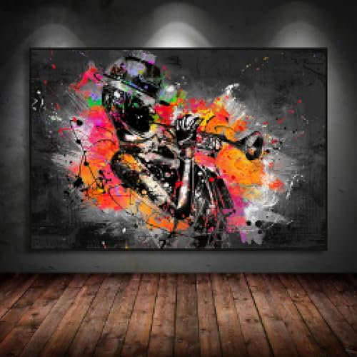 LMYCHENG Afrikanische Jazz-Trompeten-Poster, Pop-Art, Graffiti-Musik, Leinwanddrucke, Gemälde, abstrakte Drucke, nordisches Wohnzimmer-/Schlafzimmer-Dekor, 30 x 40 cm, rahmenlos