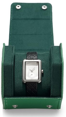 Papten 1 Slot Lussuoso Cofanetto Portagioie in Vera Pelle, Rotolo Portagioie Borsa Da Viaggio Custodia Per Orologi Da Uomo E Da Donna (verde)