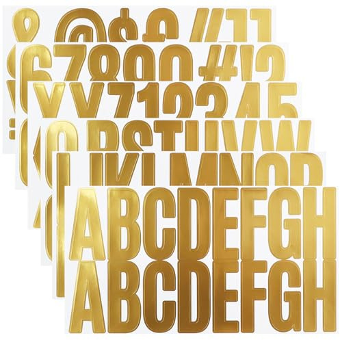 100 Stücke Buchstaben Aufkleber,6 Blätter 2，5 Zoll Selbstklebendes Vinyl Großes Buchstaben Punzierung Kit für Postfach,Schilder,Scrapbook, DIY und Basteln, Klebebuchstaben Wetterfest - Gold