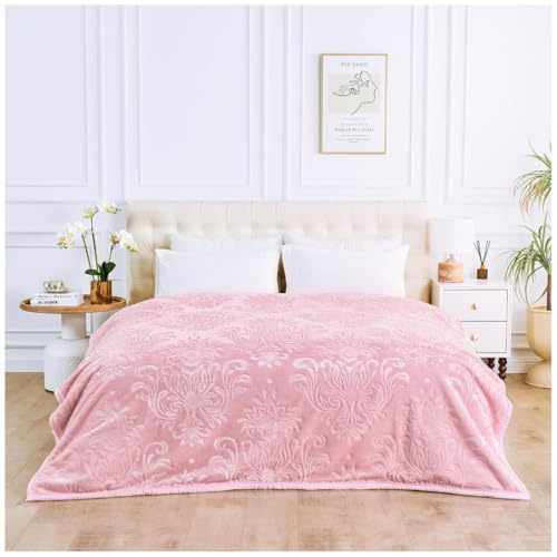 GC GAVENO CAVAILIA Manta Pesada de 4 kg, tamaño King, Manta de Forro Polar de 2 Capas, Manta cálida y Gruesa, Alivio del estrés y la ansiedad, Mantas de sueño Profundo para Cama (200 x 240 cm), Rosa